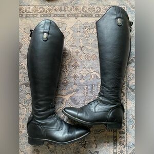Deniro Tricolore Black Leather Tall Riding Boots